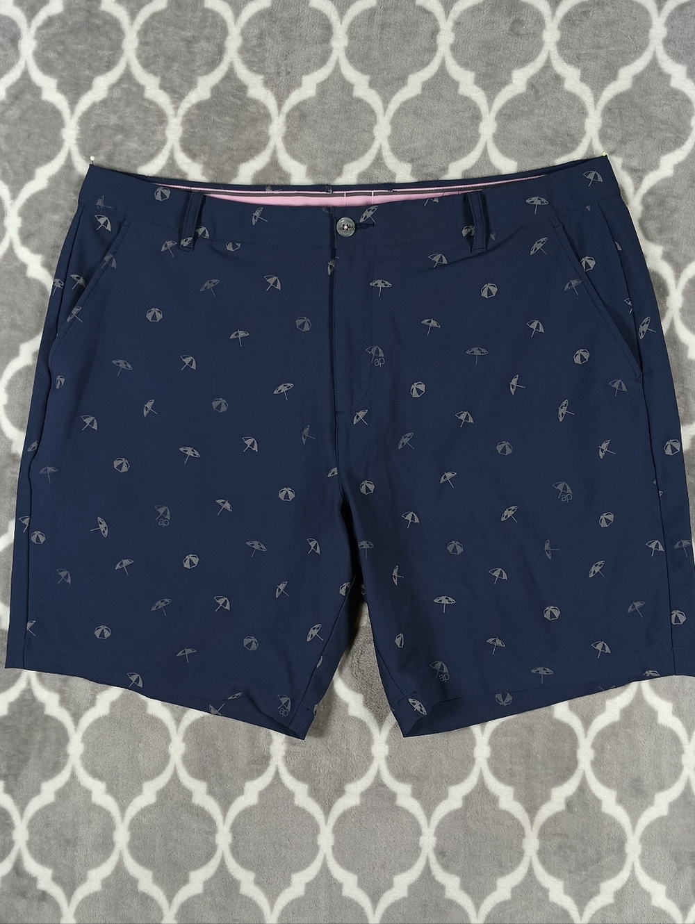 Puma Arnold Palmer Golf Shorts Mens 40 Blue Latrobe Umbrella Print UPF 50+